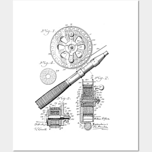 Fishing Reel Vintage Patent Hand Drawing Posters and Art